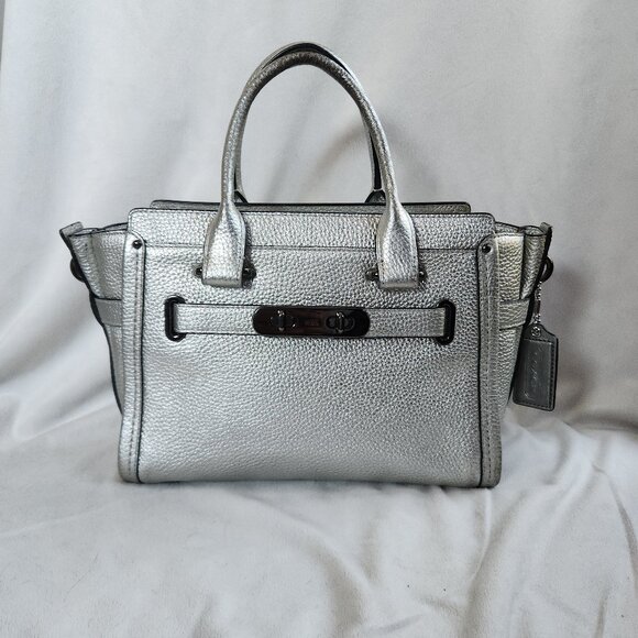 Coach Handbags - Coach Swagger 27 Pebble Leather Style w/o Strap in Silver - Style 34816